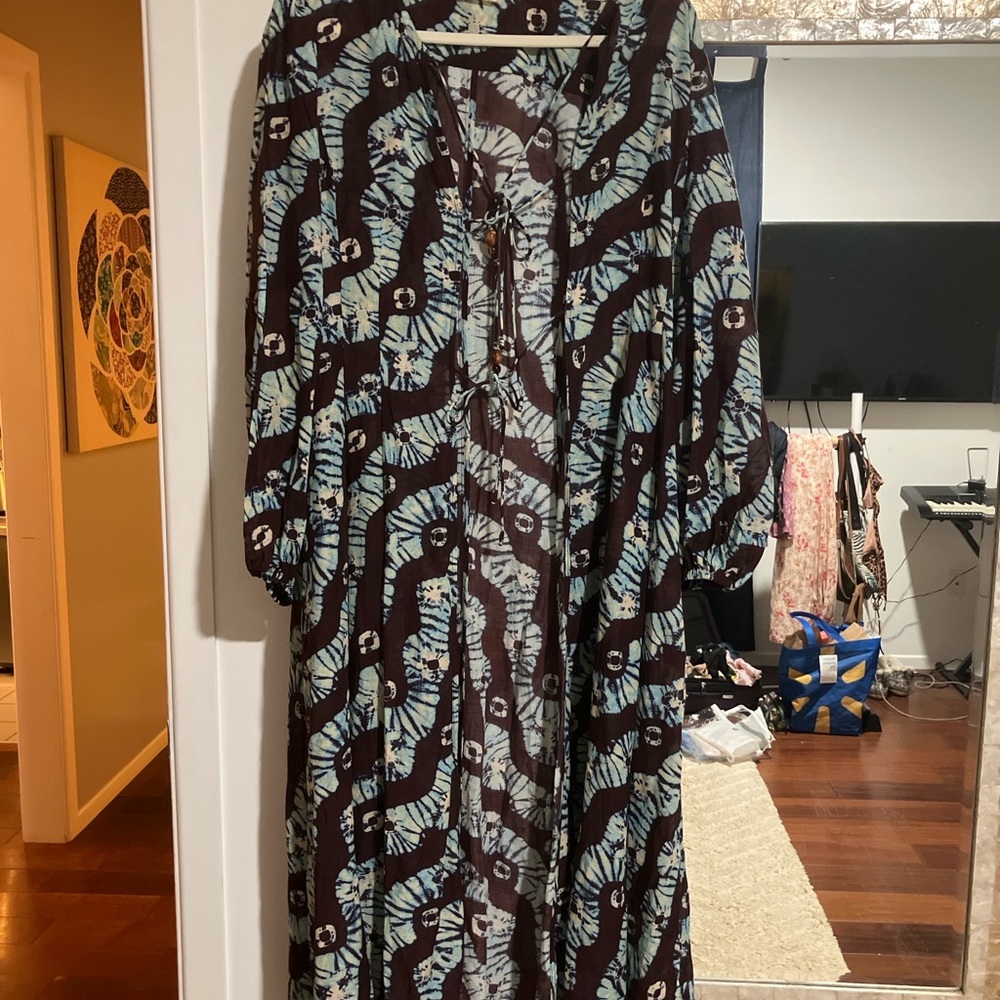 Ulla Johnson Black and Light Blue Printed Cover Up
